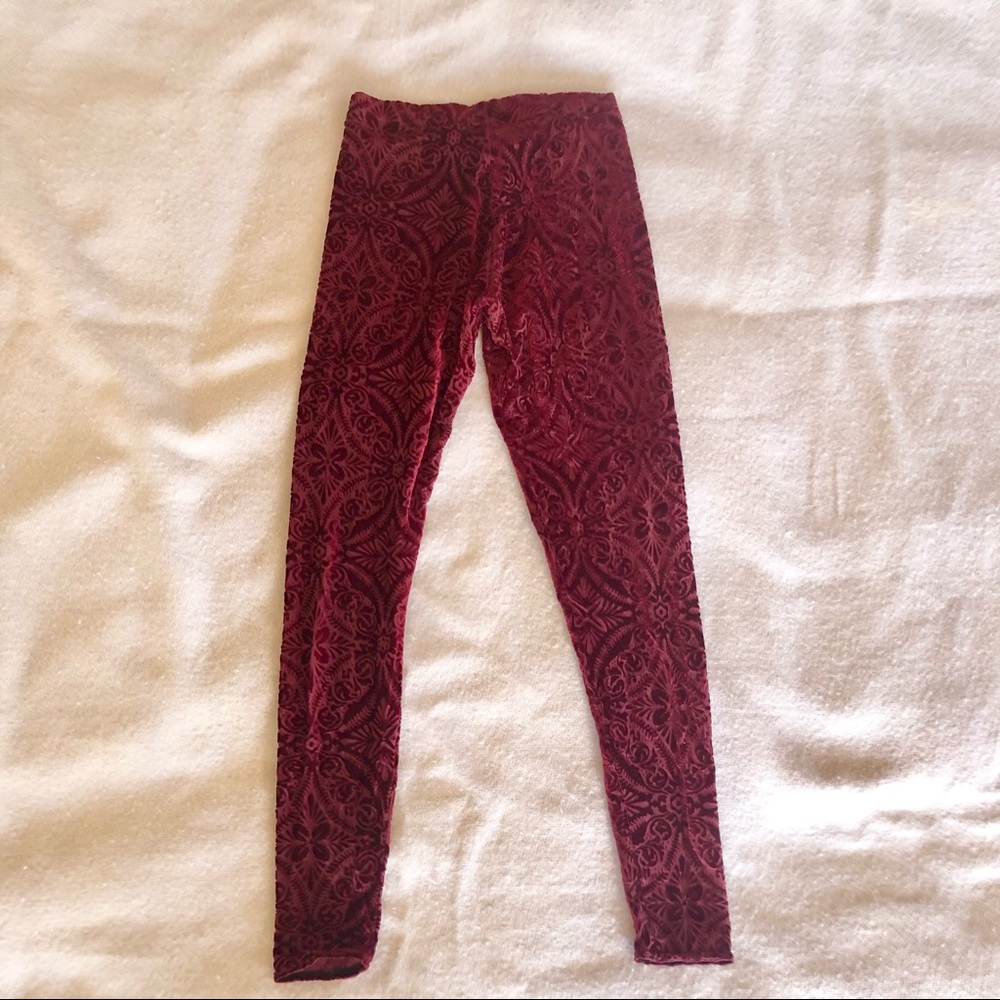 Black Milk Red Wine Burned Velvet Leggings sz. M
